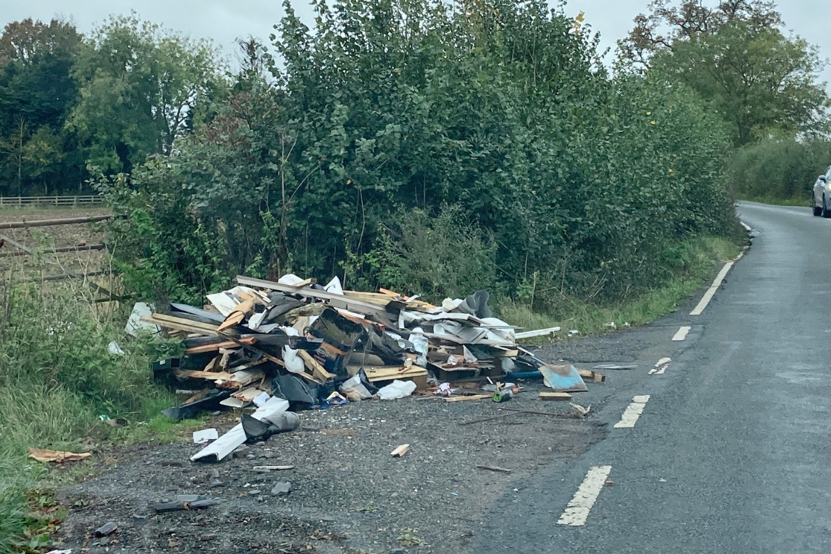 A Fly Tip Next To A Road In Chelmsford