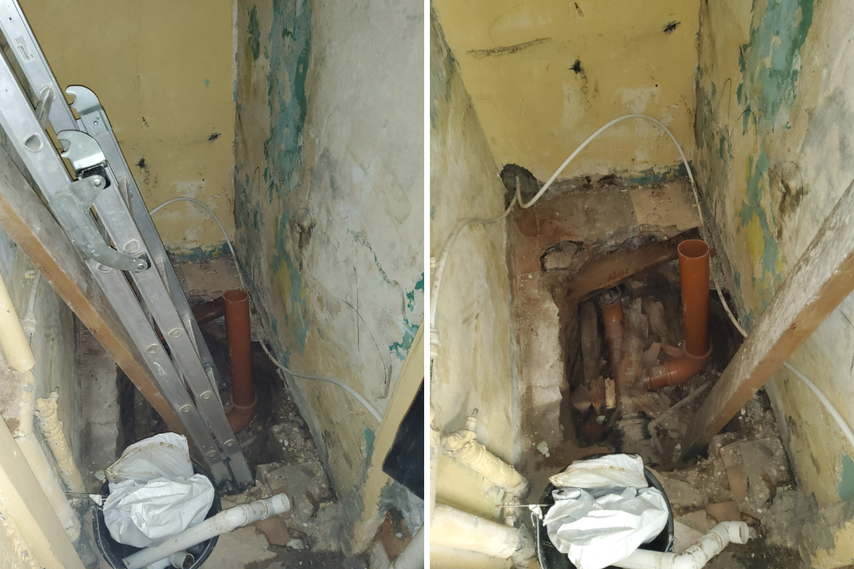 Construction Work And An Uncapped Sewerage Pipe At Good Season Express