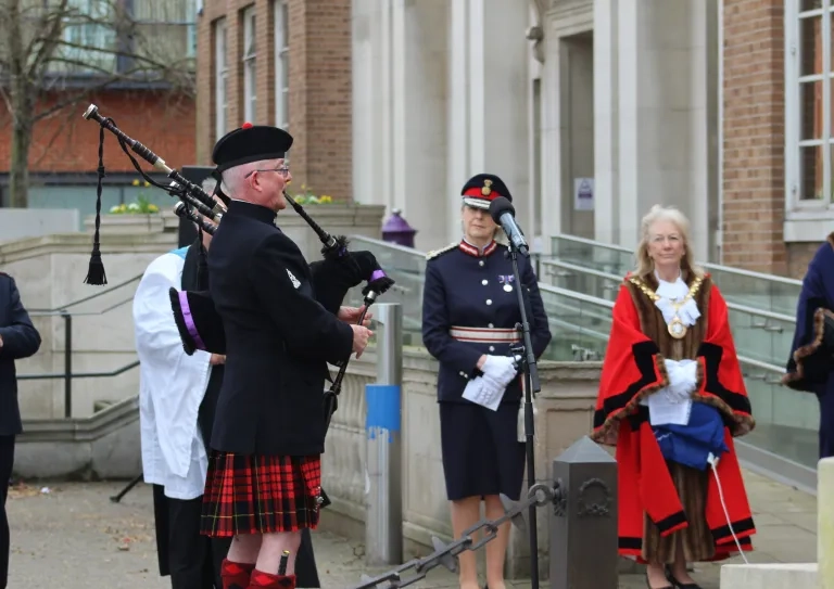 Bagpipes being played for commonwealth day
