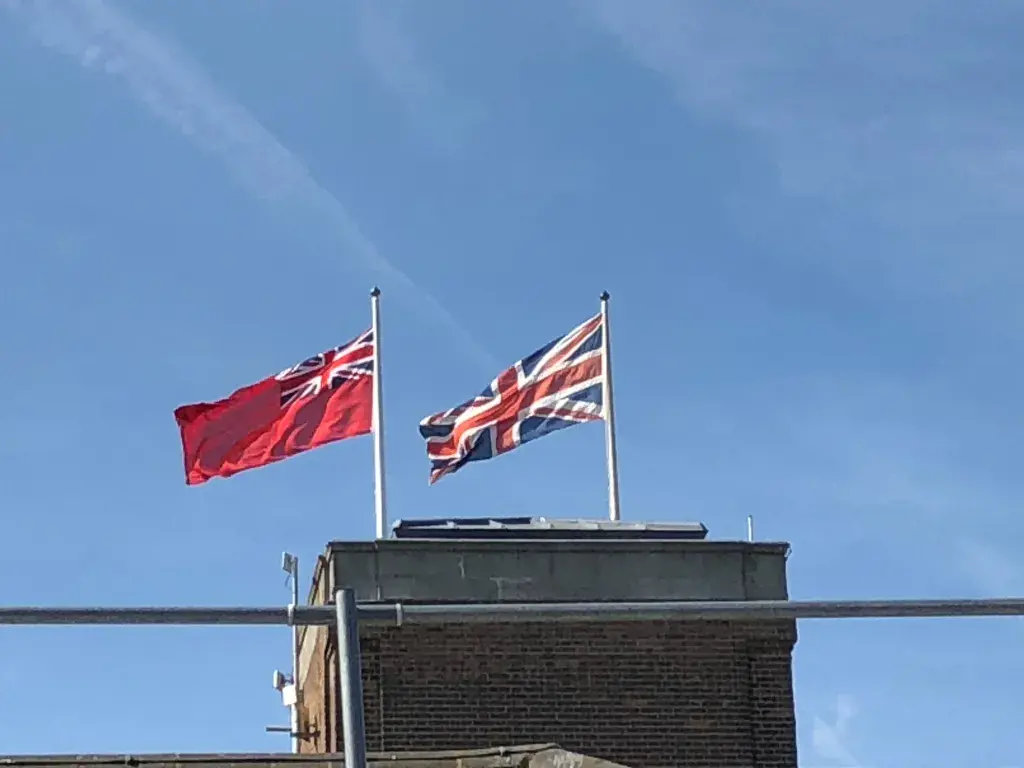 Ensign and Union Jack flying above the Civic Centre 1