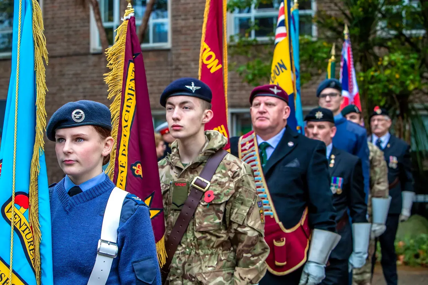 Armed Forces Representatives With Flags