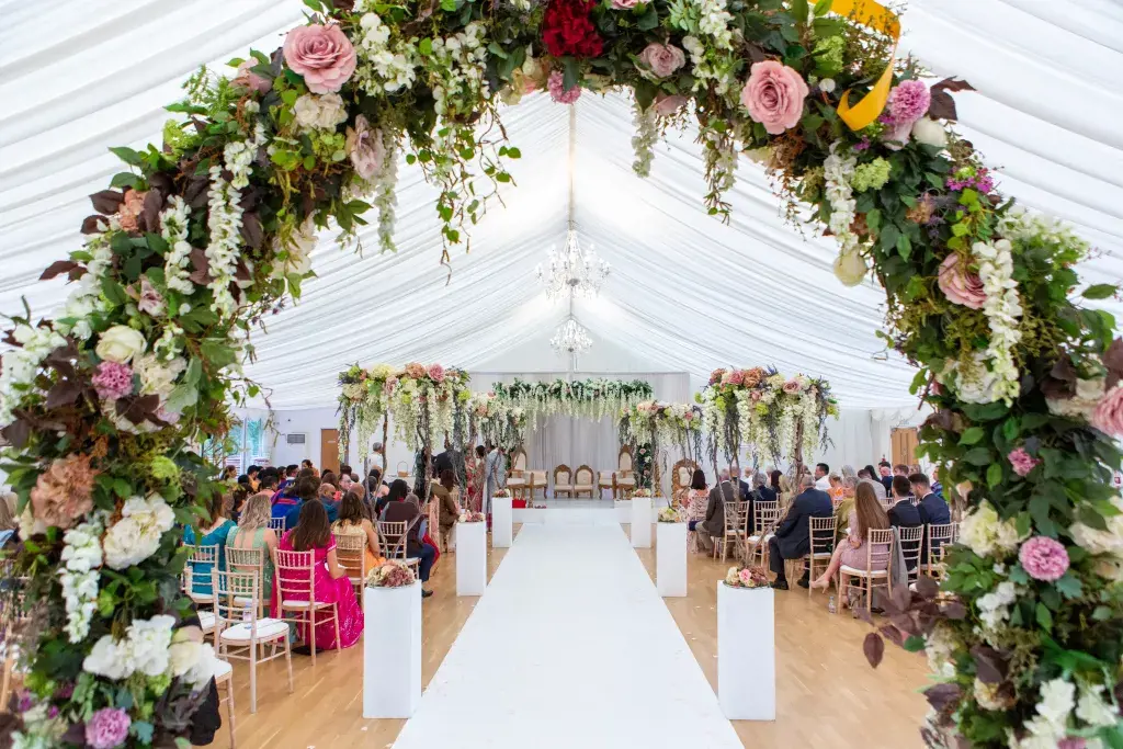 Flower arch and aisle