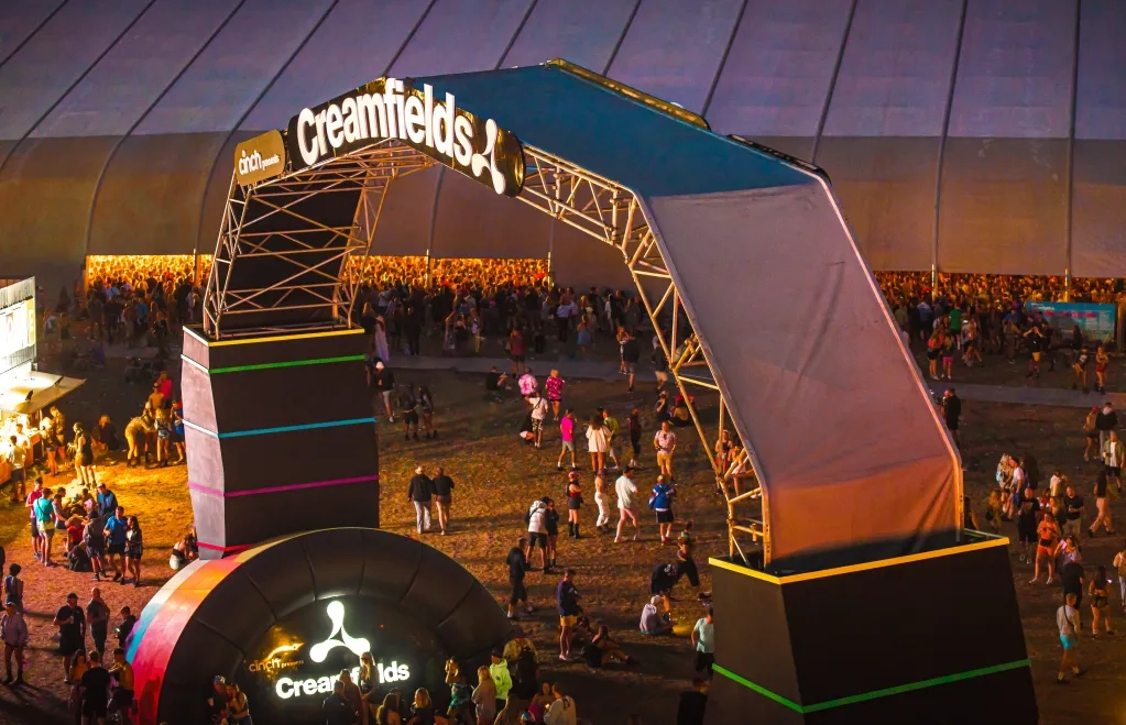 The Creamfields Sign On A Huge Sculpture Of Headphones. Copyright Warren Simmens