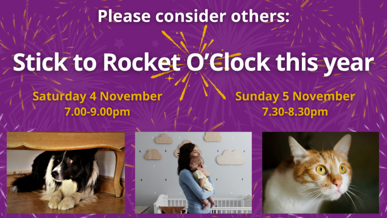 Rocket O Clock Image Requesting Resident Keep Their Fireworks Within Certain Time Frames