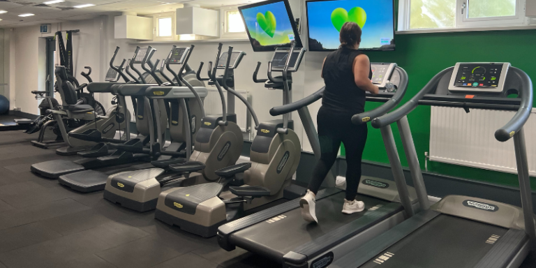 Person running on treadmill