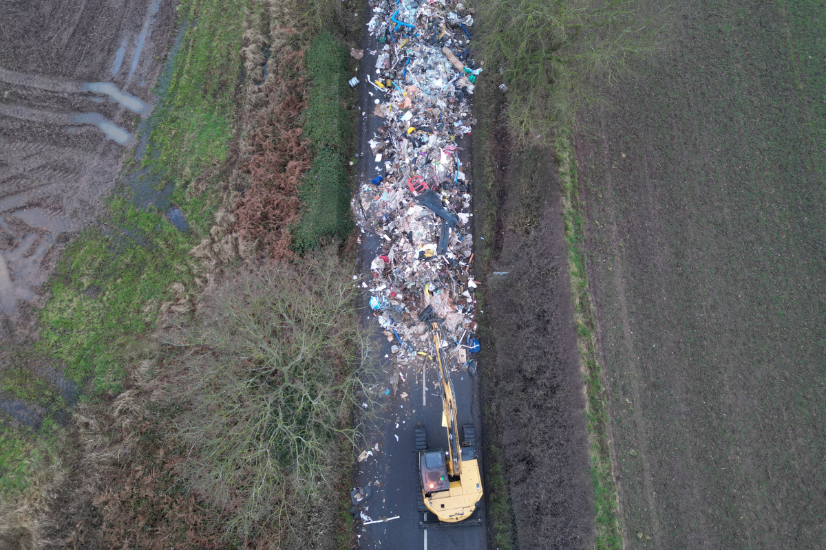 A Large Fly Tip Blocking A Road In Chelmsford