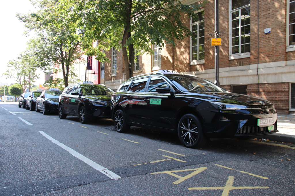 Electric Taxis Are Seen At Fairfield Road Taxi Rank