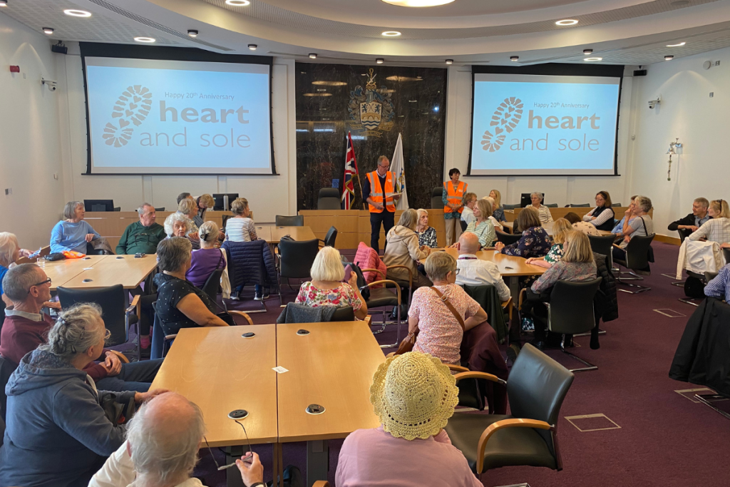 Heart And Sole Walkers Gathered In The Council Chamber.