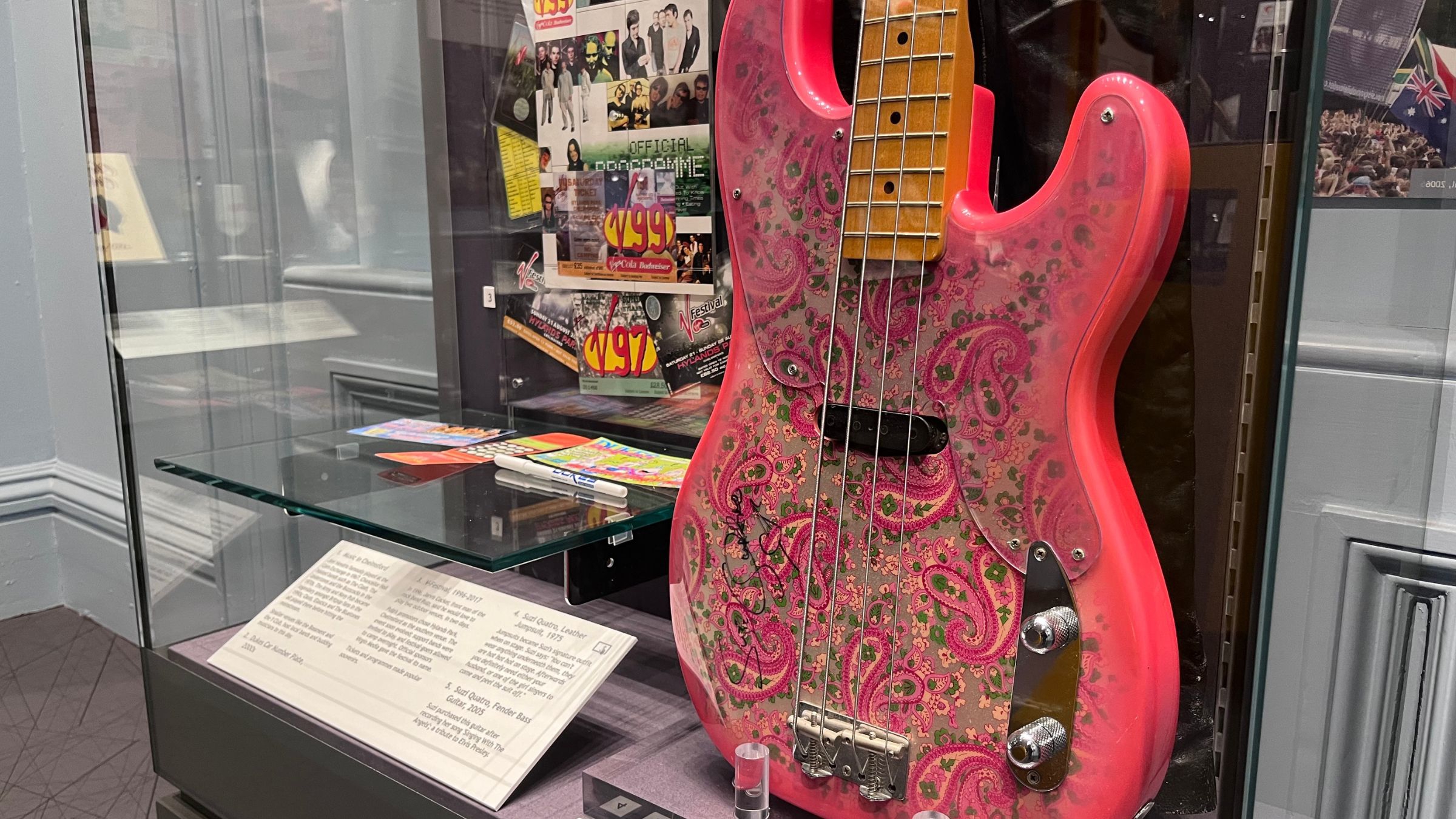 Suzi Quatro pink paisley guitar