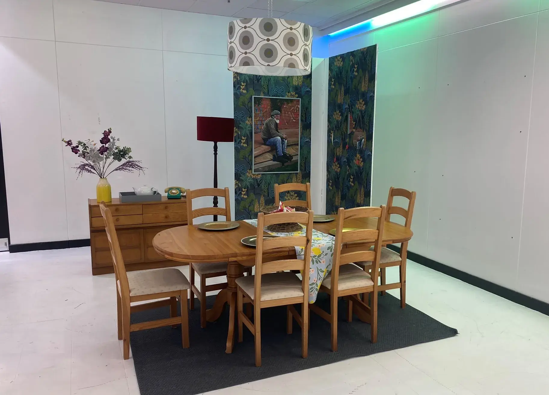 6 chairs around a table