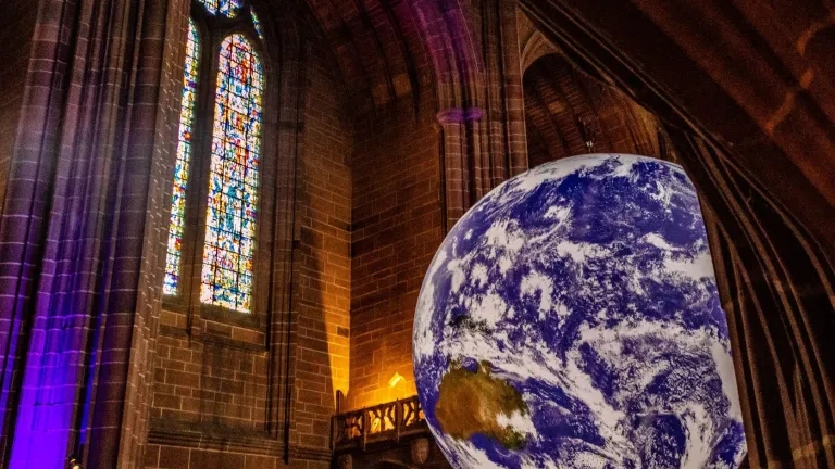 Photo By Phil Longfoot . Gaia At Liverpool Cathedral For Liverpool City Councils River Festival 2019