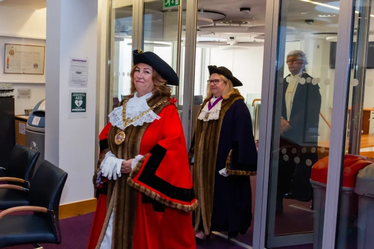 Mayor And Deputy Entering Council Chamber
