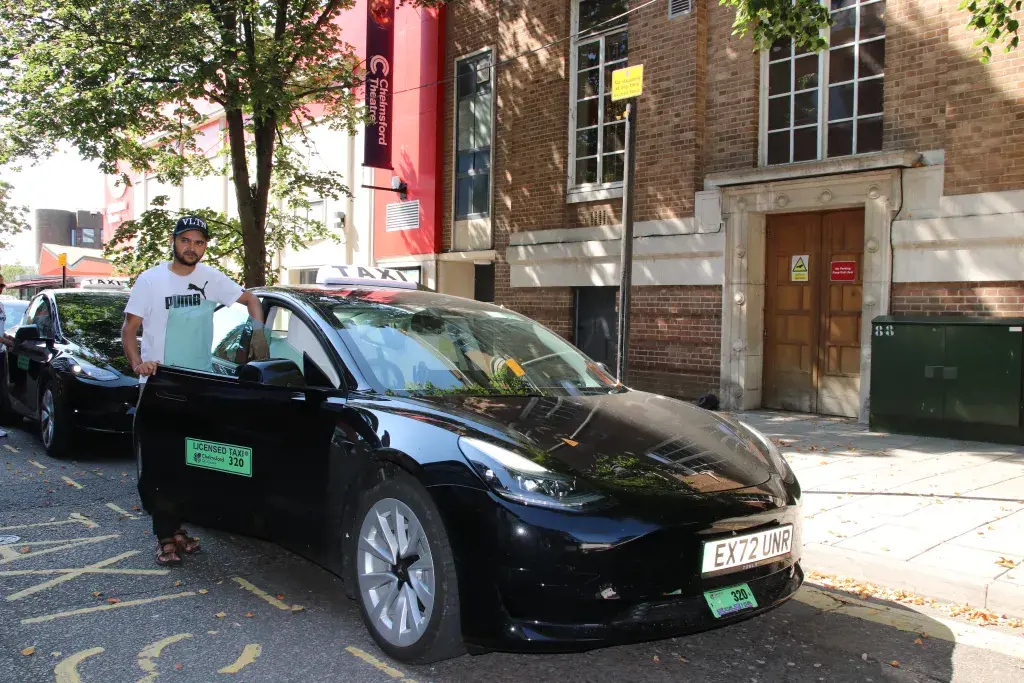 Chelmsford City Taxi Driver Mr Ahmed With His EV Taxi