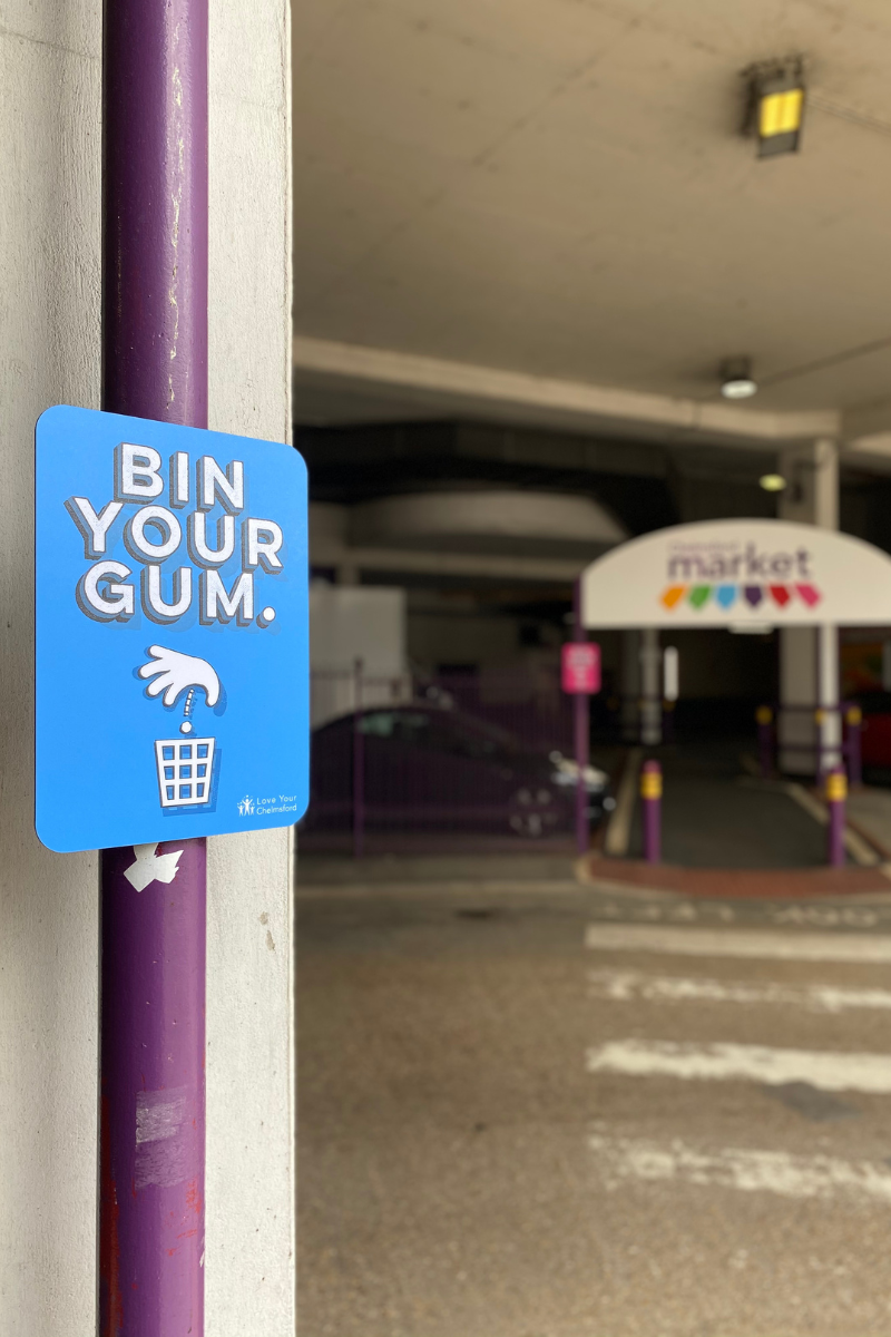 Blue Anti Littering Sign At Bus Station