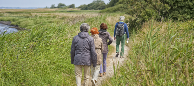 People Walking Along Coastal Path