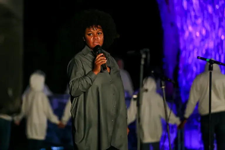 Joy Farrukh Performed At Knife Angel Vigil