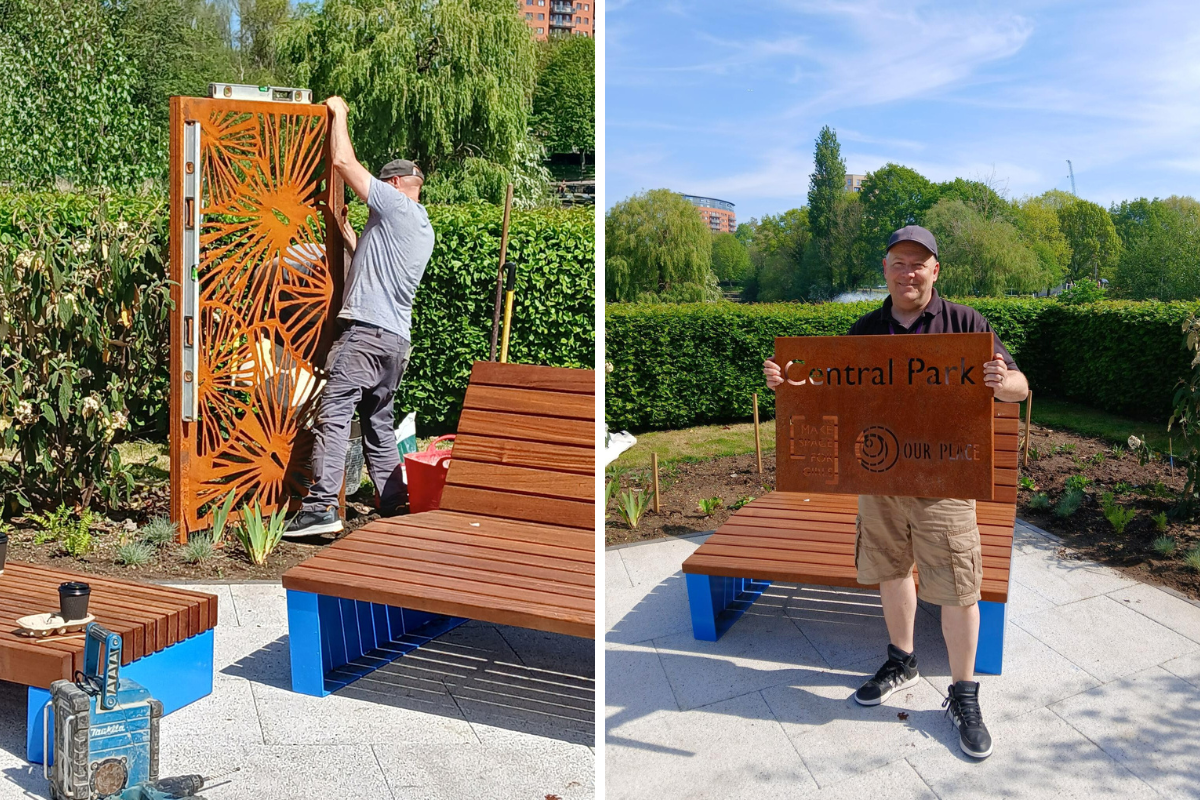 The area during works_ Panels and the sign are installed.png