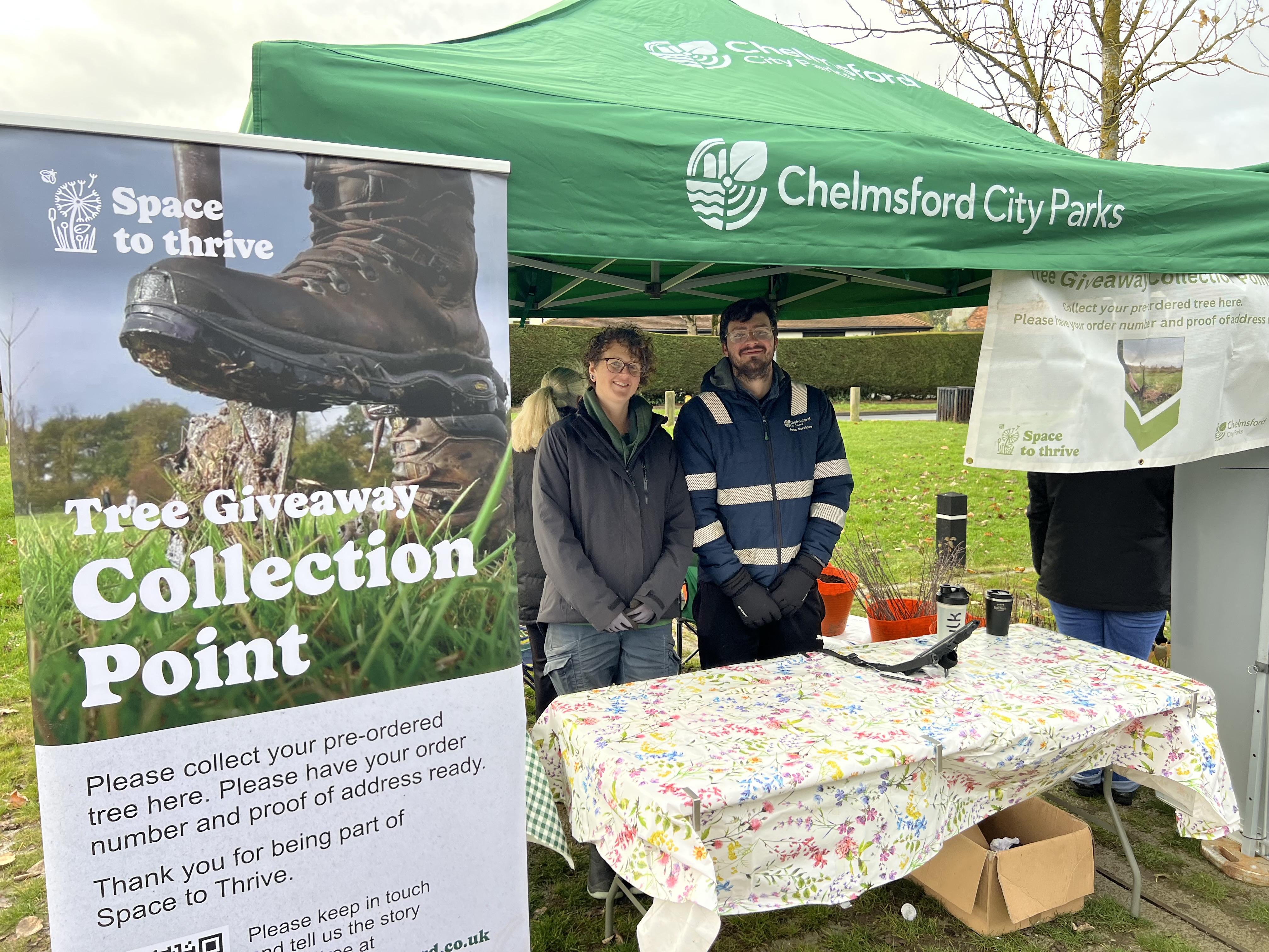 Tree Giveaway 2025 - Parks team at collection point
