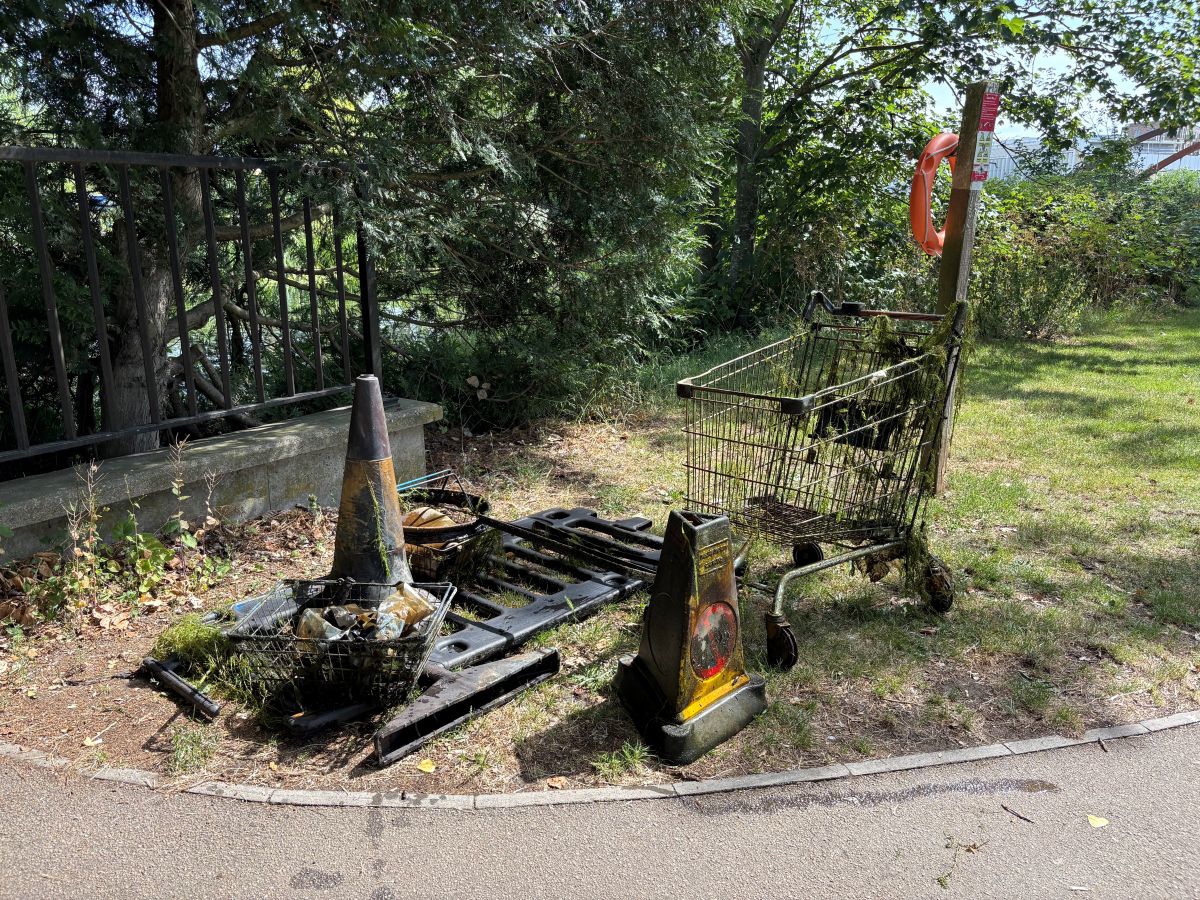 LYC river clean 2026 trolleys and rubbish pulled from river in landscape.jpg