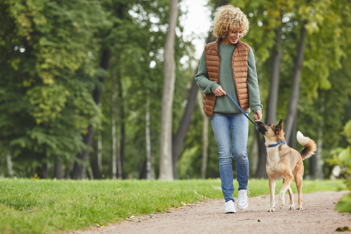 Woman Walking Her Dog