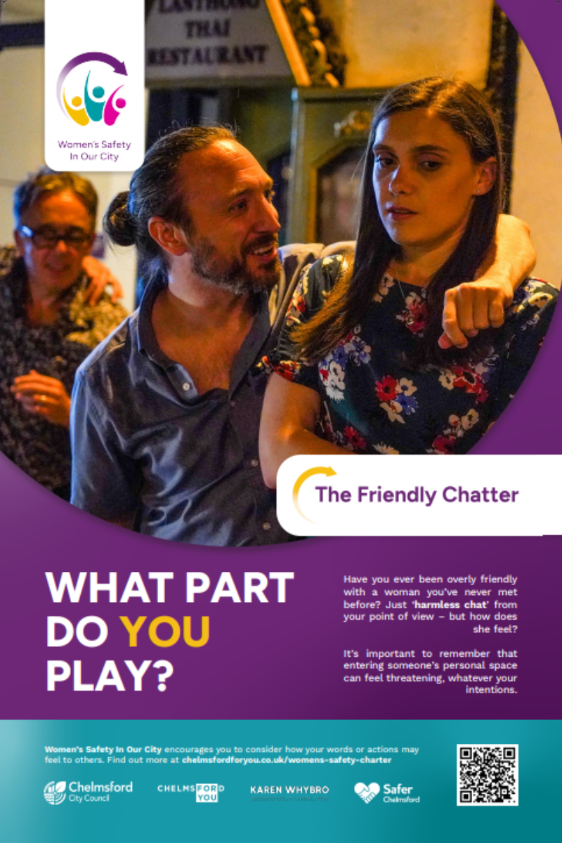 Women's Safety In Our City 1 Poster You See Yourself As A Friendly Chatter But How Does She See You