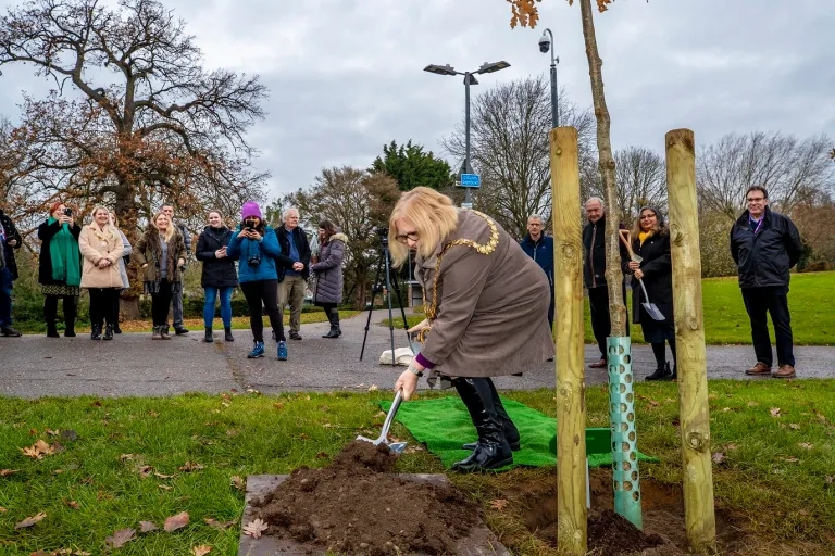 Mayor Deakin Planting Tree