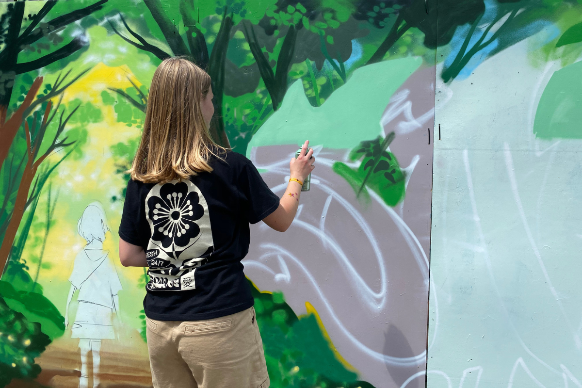 A Student Tries Out Spray Painting