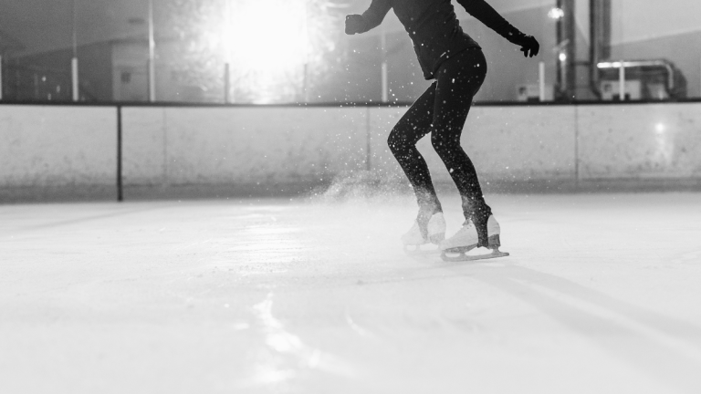 Ice skating feet black and white