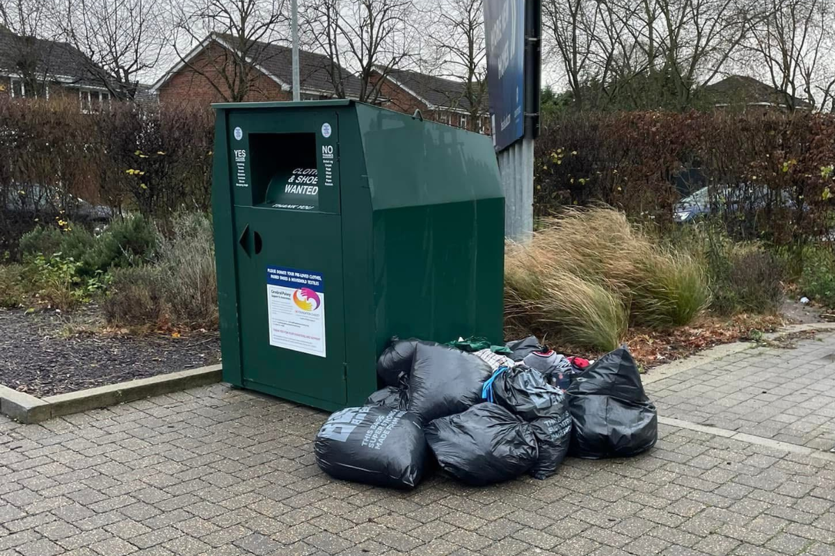 Black Sacks Fly Tipped Next To A Recycling Facility