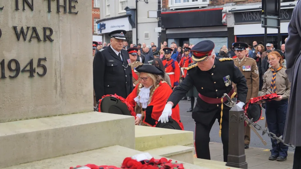 The Deputy Mayor Laying A Wreath