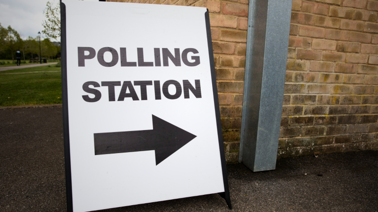 Polling station sign