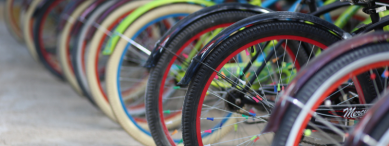 Bikes Parked In A Line