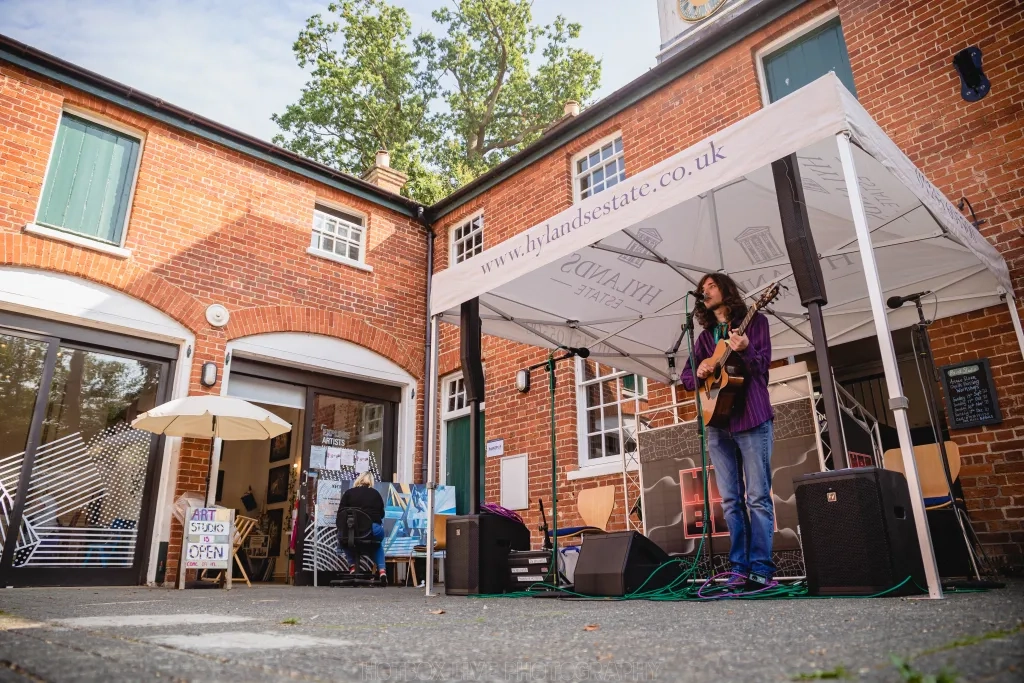 A music performance in the courtyard at Hylands Estate