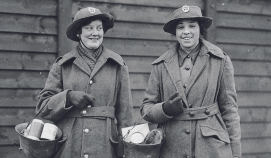Historic black and white photo of two women