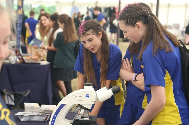 Students Look At Microscopes