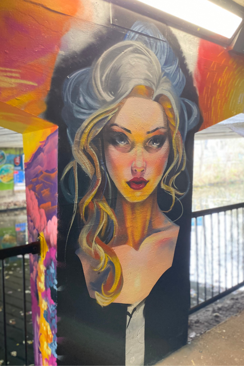 Mural Of A Women Painted By Local Street Artists At Bell Meadow Underpass
